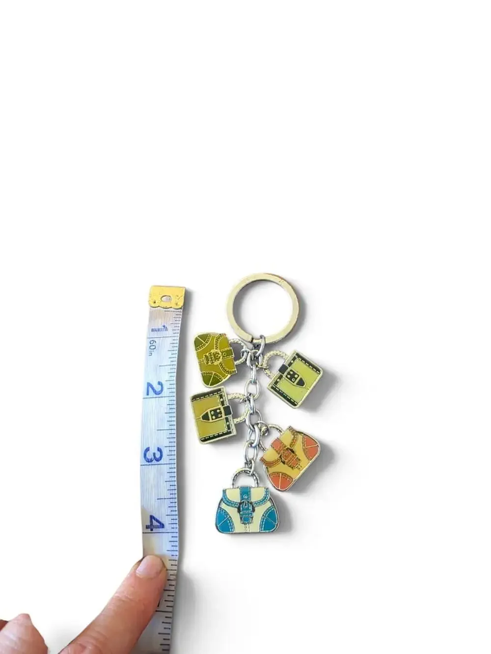Coach Vintage Handbag Charm Key Ring Multicolor Enamel Miniature Purse Keychain